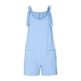 thumbnail image 5 of Taqqpue Jumpsuits for Girls Casual Summer Solid Rompers Sleeveless Loose Adjustable Tie-Up Strap Shorts Kids Overalls Jumpers with Pockets, 5 of 6