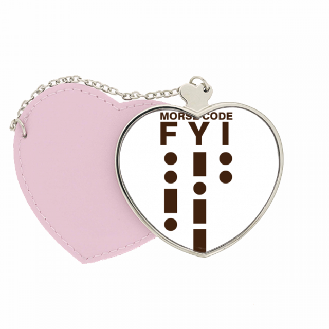Morse Code Reference Points Lines Mirror Travel Purse Makeup Heart Pink
