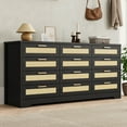 thumbnail image 4 of OUTGOODS 12 Drawer Dresser, Modern Farmhouse Rattan & Wood Chest, 63" Long, Anti-Tip, 4 of 7