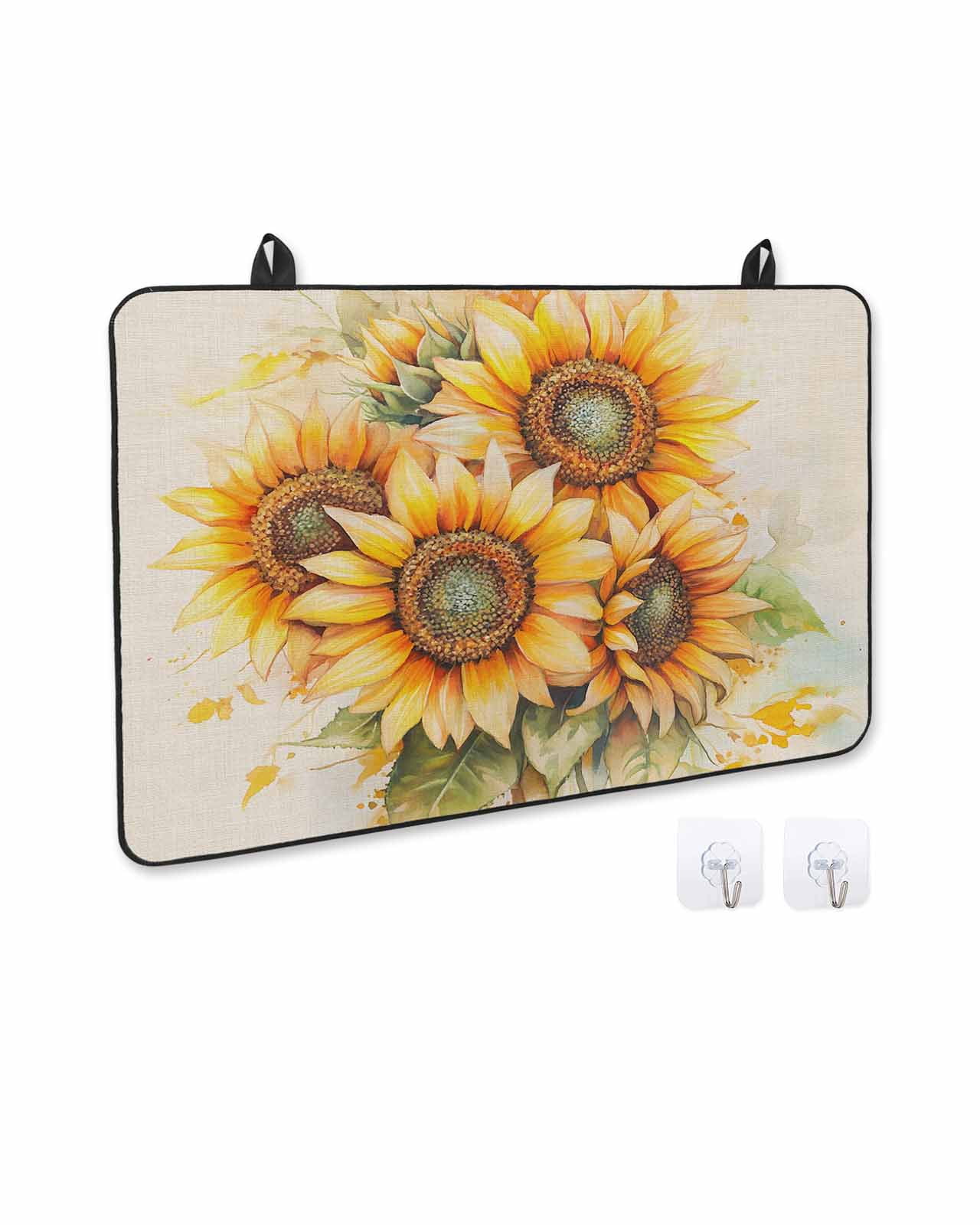 nqOlkjepod Large Induction Cooktop Protector Mat 24"x21", Sunflower Stove Top Covers for Electric Stove, Blooming Spring Floral Summer Leaf Decorative Stove Burner Cover Mats, Glass Top Stove Cover