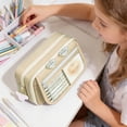 thumbnail image 6 of Big Capacity Pencil Case with 3 Compartments, Large Pencil Pouch Pen Bag Organizer for Office Essentials,Beige, 6 of 7
