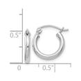 thumbnail image 4 of 925 Sterling Silver Women's Rhodium Plated Classic Tube 2mm Round Hoop Earrings | 12mm, 4 of 4