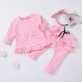 thumbnail image 3 of Ropa Para Niñas Pequeñas, Atuendo Para Niños Pequeños, Bolsillo De Encaje Para Niños, Blusas Con Lazo Sólido, Pantalones Con Volantes, Conjunto De Trajes Rosa Odeerbi LM103-783, 3 of 9
