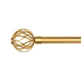 thumbnail image 2 of 3/4-Inch Diameter Decorative Single Window Curtain Rod with Round Twisted Cage Finials, 66-120 Inches, Gold, 2 of 6