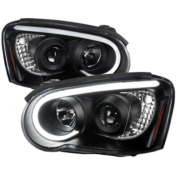 Projector Headlights w/ LED Light Bar (Black Housing/Clear Lens) Made for and Compatible with 2004-2005 Subaru Impreza WRX STI Outback