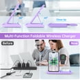 thumbnail image 6 of Wireless charger, 3 in 1 Wireless Charging Station for iPhone 15/14/13/12/11/Pro/Pro Max/XS, Sumsung Galaxy S23 S22 S21 S20, 18w Fast Charger Stand for iWatch 8/7/6/5/4/3, Airpods 3/2/Pro (Purple), 6 of 9