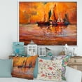 thumbnail image 2 of Designart 'Boats During Evening Sunset In The Ocean I' Nautical & Coastal Framed Canvas Wall Art Print, 2 of 5