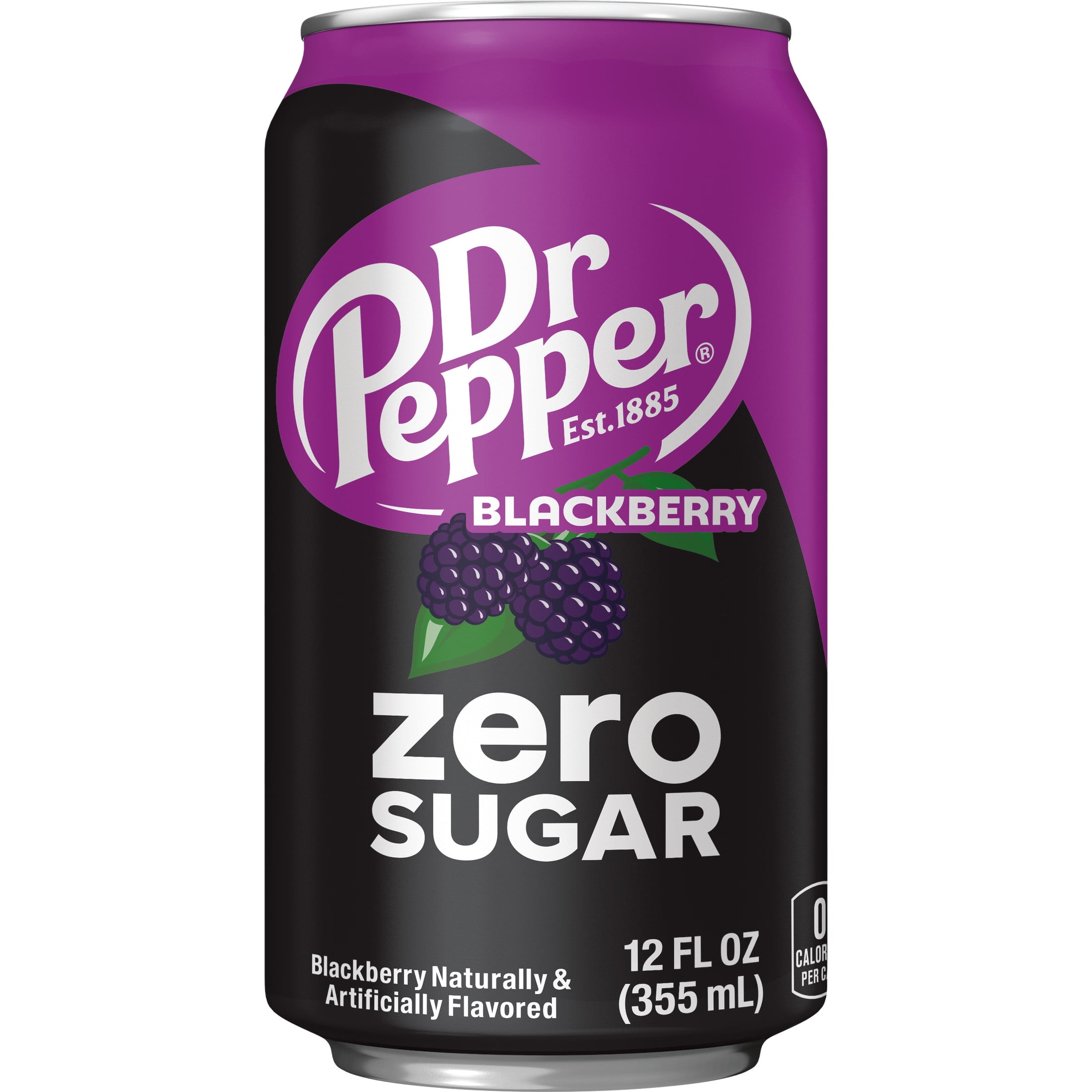 Dr Pepper Blackberry Zero Sugar Soda Pop, 12 fl oz, 12 Pack Cans