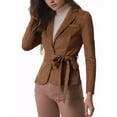 thumbnail image 4 of MODA NOVA Women's Jacket Faux Suede Notched Lapel Long Sleeve Coats XS Brown, 4 of 6