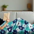 thumbnail image 3 of Aqua Soft Flannel Fleece Throw Blanket, Spring Flowers on Blue Backdrop Style Nature Inspired Simplistic Blooms, Cozy Plush for Indoor and Outdoor Use, 60" x 80", Multicolor, by Ambesonne, 3 of 5