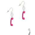 thumbnail image 2 of Delight Jewelry Hot Pink Telephone Silvertone Leaf French Earrings, 2 of 5
