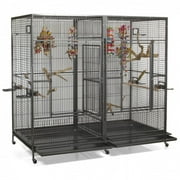 A&E Cage Co. Double Flat Top Macaw Cage-Black