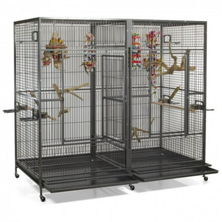 A&E Cage Co. Double Flat Top Macaw Cage-Black