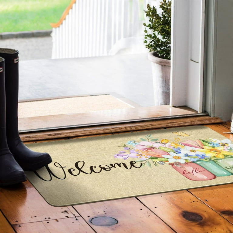  Spring Flower Thin Door Mats for Inside Entry Non Slip Chinese  Watercolor Floral Rose Entrance Rug Door Mat Front Back Door Rug TPR  Backing Floor Mats 23.6x35.4 : Pet Supplies