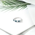 thumbnail image 4 of Gem Stone King 925 Sterling Silver Round Sky Blue Aquamarine Blue Diamond Anniversary Ring for Women (1.13 Cttw, Gemstone Birthstone, Size 8) (Size 8), 4 of 4