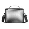 thumbnail image 3 of Black and White Checkered Pattern Insulated Lunch Box for Women Men, Medium Leakproof Cooler Bag with Adjustable Strap, 10"x6.7"x8", 3 of 6