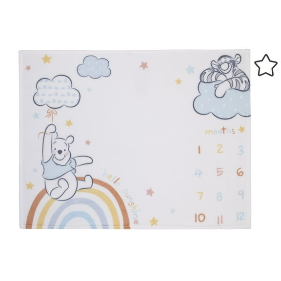 Disney Winnie The Pooh Rainbow Super Soft Milestone Baby Blanket with Felt Marker, Infant Unisex, 40 x 50"