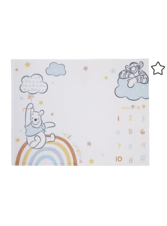 Disney Winnie The Pooh Rainbow Super Soft Milestone Baby Blanket with Felt Marker, Infant Unisex, 40 x 50"