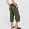 thumbnail image 6 of Petite Capris for Women with Pockets Summer Casual Loose Drawstring Elastic High Waist Straight 2026 Lounge Beach Cropped Trousers Army Green 2XL, 6 of 7