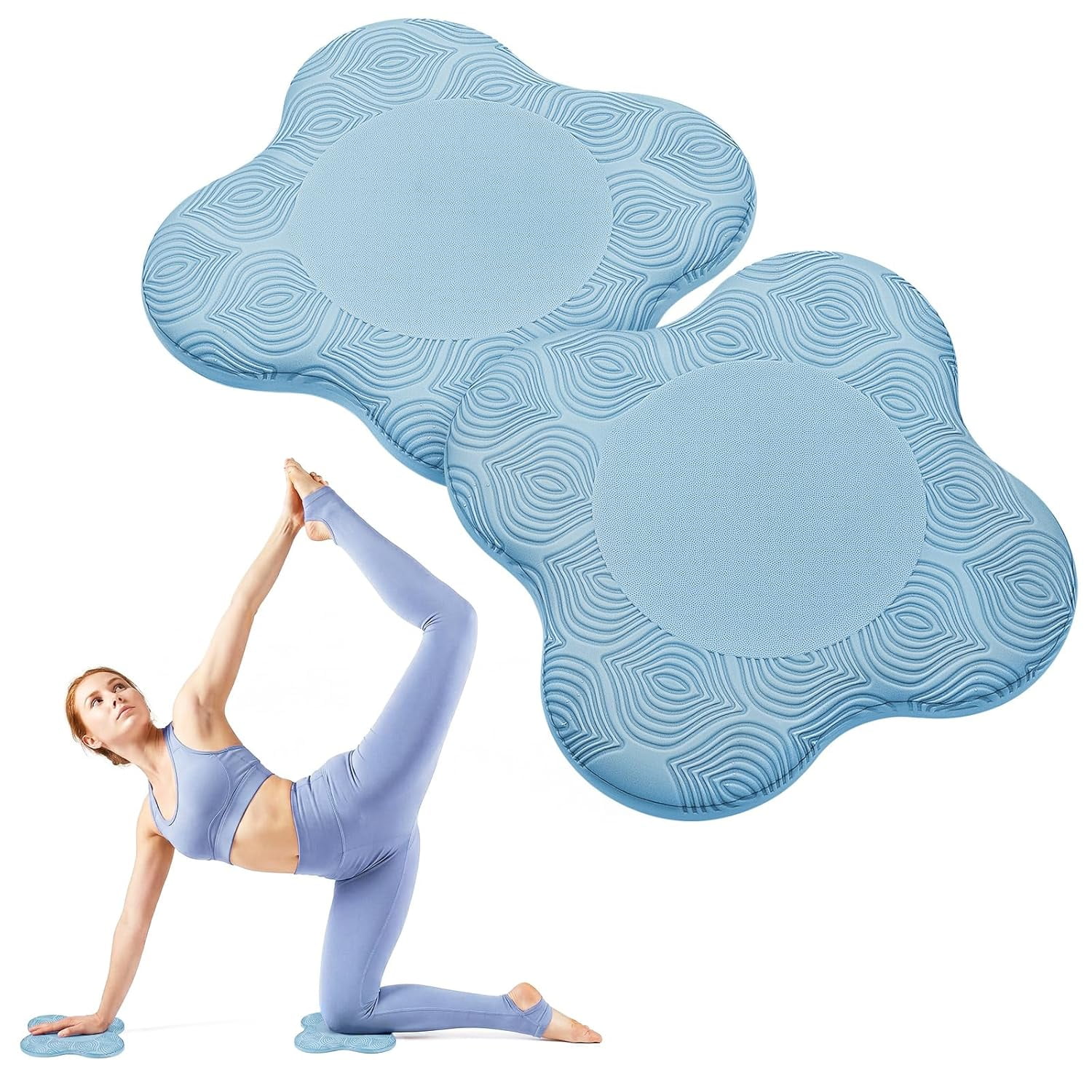 BESTSKY Yoga Knee Pads Set of 2-Extra Soft Non-Slip Yoga Knee Pad Cushion for Knees Elbows Wrists-Pilates&Workout Knee Pads for Floor Exercises Kneeling Stretching Fitness Blue