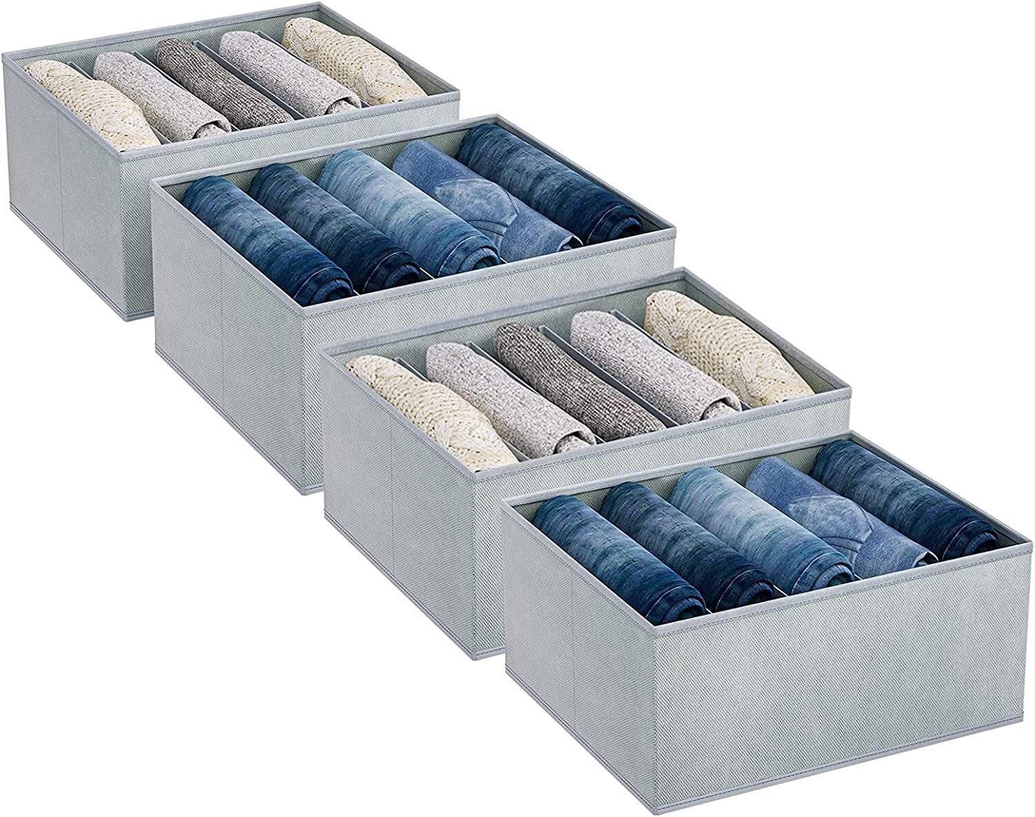 DIMJ Wardrobe Clothes Organizer, 4 Packs Drawer Organizers for Clothing