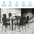 thumbnail image 2 of Glass Dining Table Set for 6 People, PU Leather Kitchen Table with 6 Chairs, Black, 2 of 8