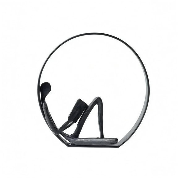 EHJRE Modern Sculpture Reading Figure Ornament Minimalist Metal Silhouette for Compact Size Office Entryway Shelf Decor