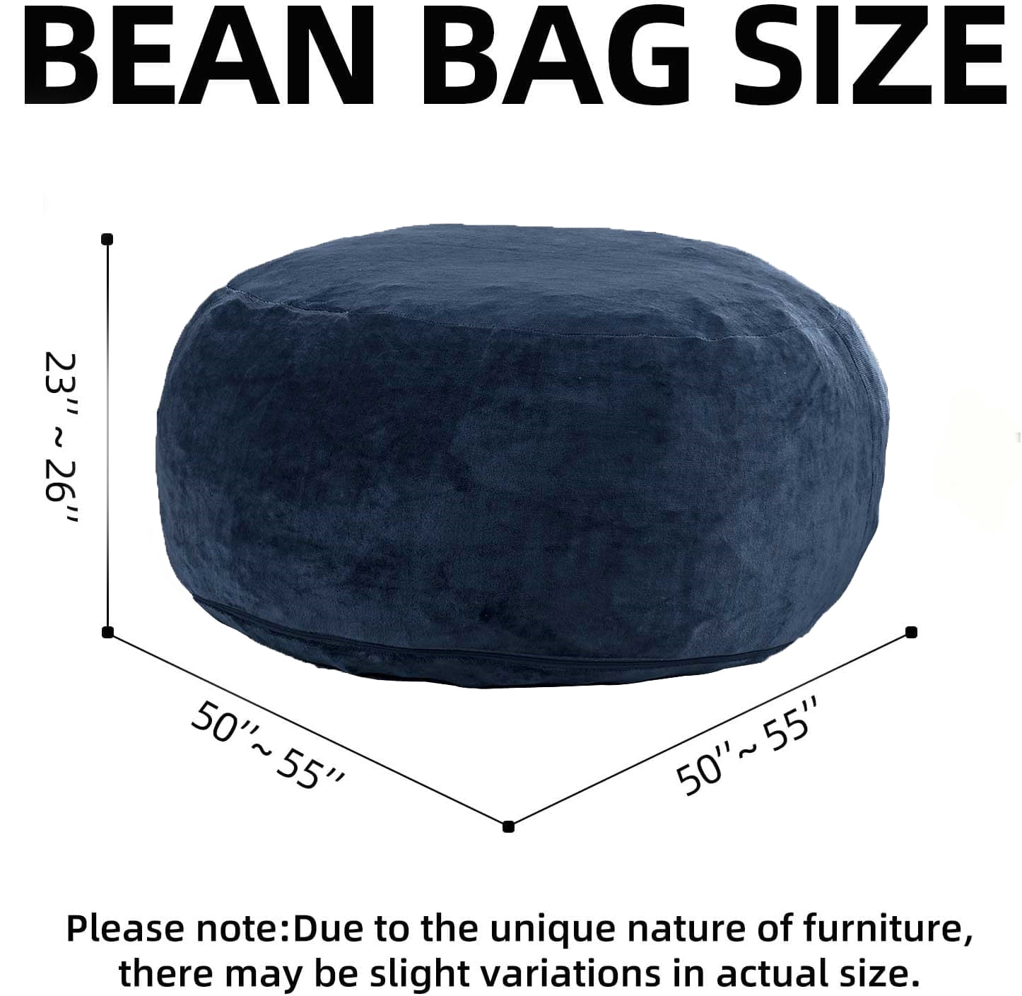 zyoiszvq 5ft Bean Bag Chair for Adults with Filling Memory Foam,Removable Flannel Cover,College Dorm Furniture