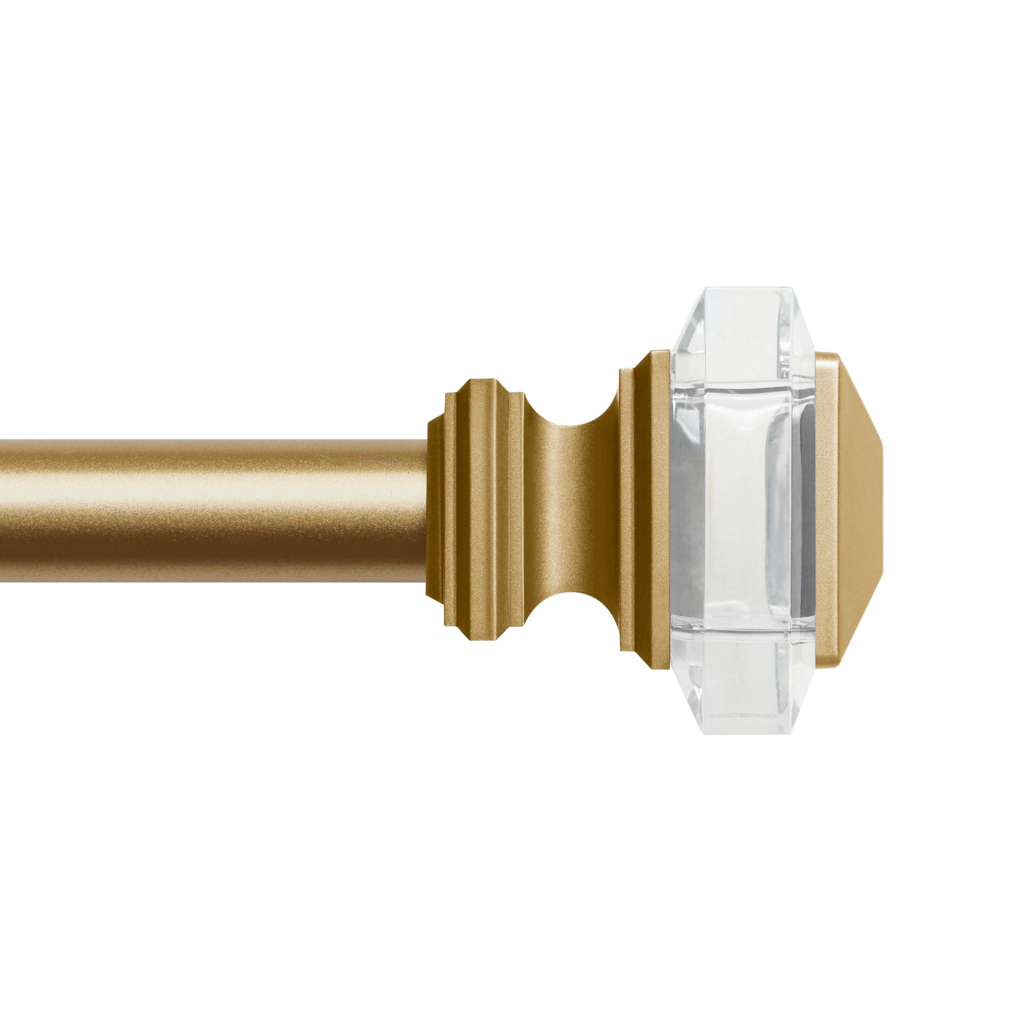 Exclusive Home Prism 1" Curtain Rod and Coordinating Finial Set, Gold, Adjustable 66"-120