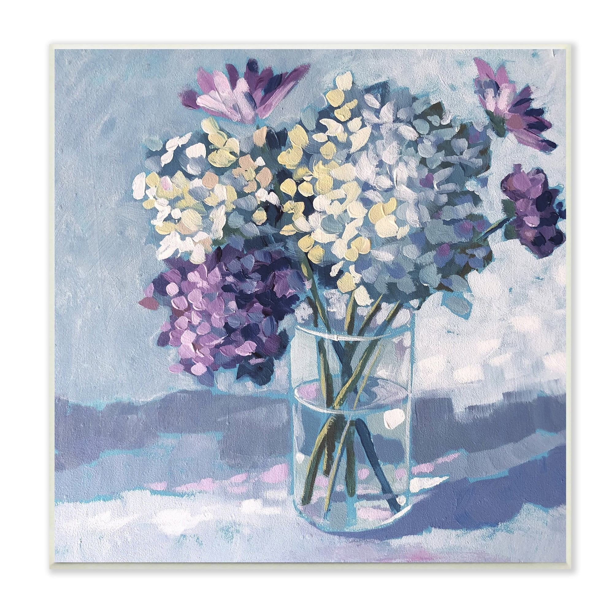 Stupell Industries Purple Hydrangea Flower Bouquet Layered Blossoms Arrangement Wood Wall Art, 12 x 12, Design by Sue Riger