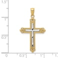 thumbnail image 3 of Finest Gold 14K Yellow & Rhodium with Diamond-Cut Cross Pendant, 3 of 3