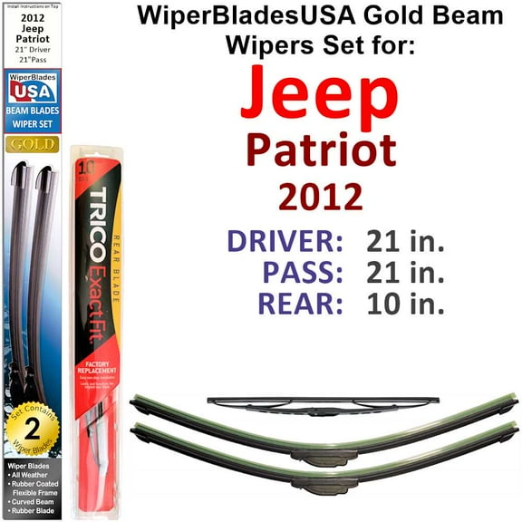 2012 Jeep Patriot Beam Wiper Blades Wipers WBUSA (Set of 3) w/Rear Wiper