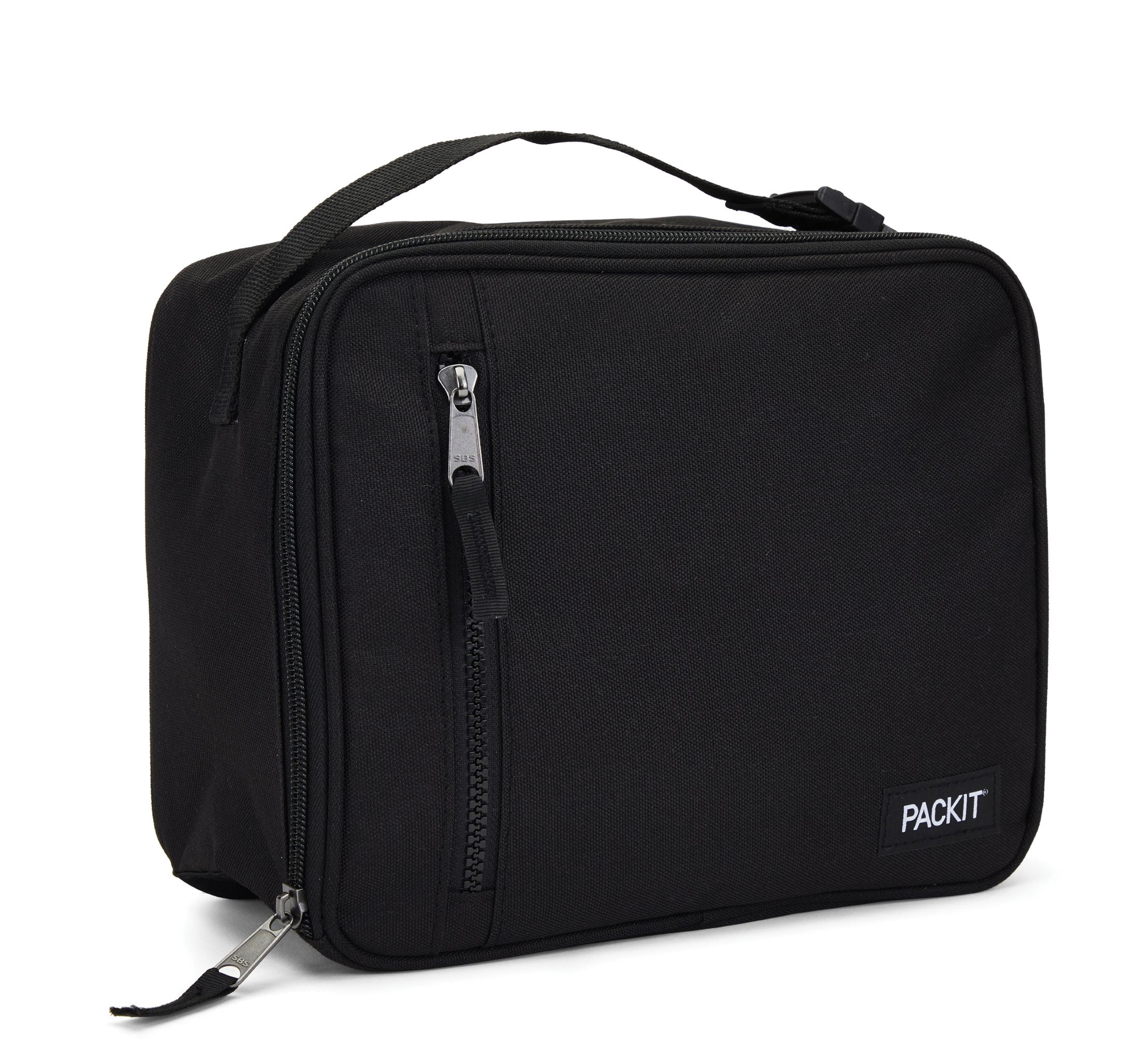 PackIt Freezable Classic Lunch Box Black Solid Print Food BPA Free Non Toxic Polycanvas Reusable Lunch Boxes