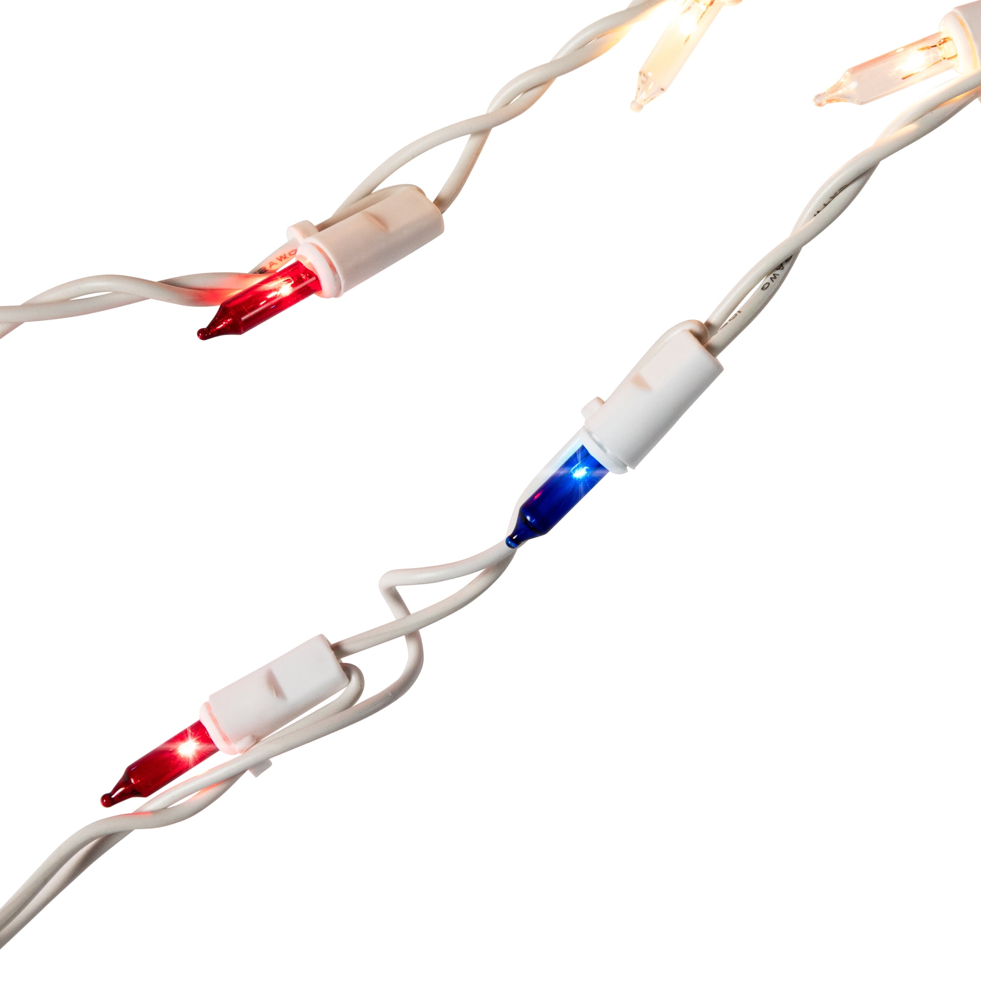 Northlight Mini Swag Patriotic Lighting - Red White and Blue - 6' White Wire - 100ct