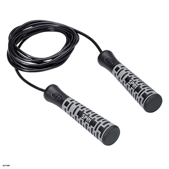 SPRI Sure-Grip Textured Adjustable Speed Rope, Black