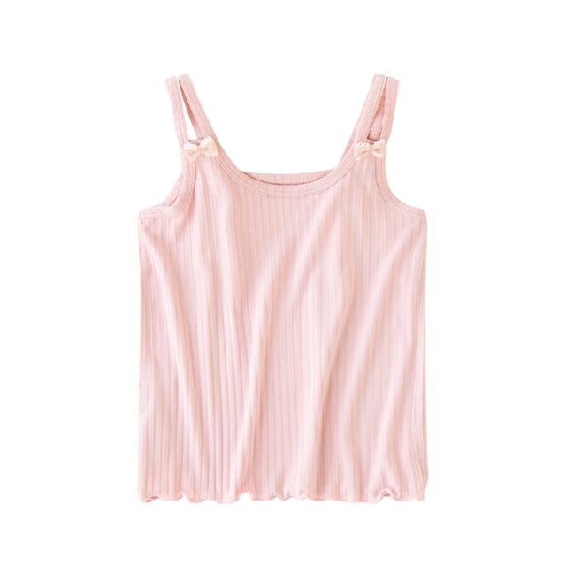 Jgppe Casual Cami Tops for Girls Lightweight Ribbed Knit Solid Color Spaghetti Strap Breathable Tank Shirts 3-8Years