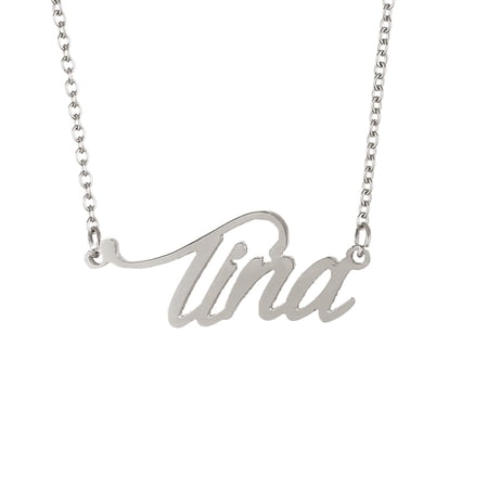 Tina Name Plate Word Necklace Stainless Steel Jewelry for Women