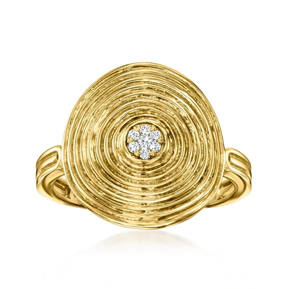 Ross-Simons 18kt Gold Over Sterling Ripple Ring With Diamonds, Women's, Adult