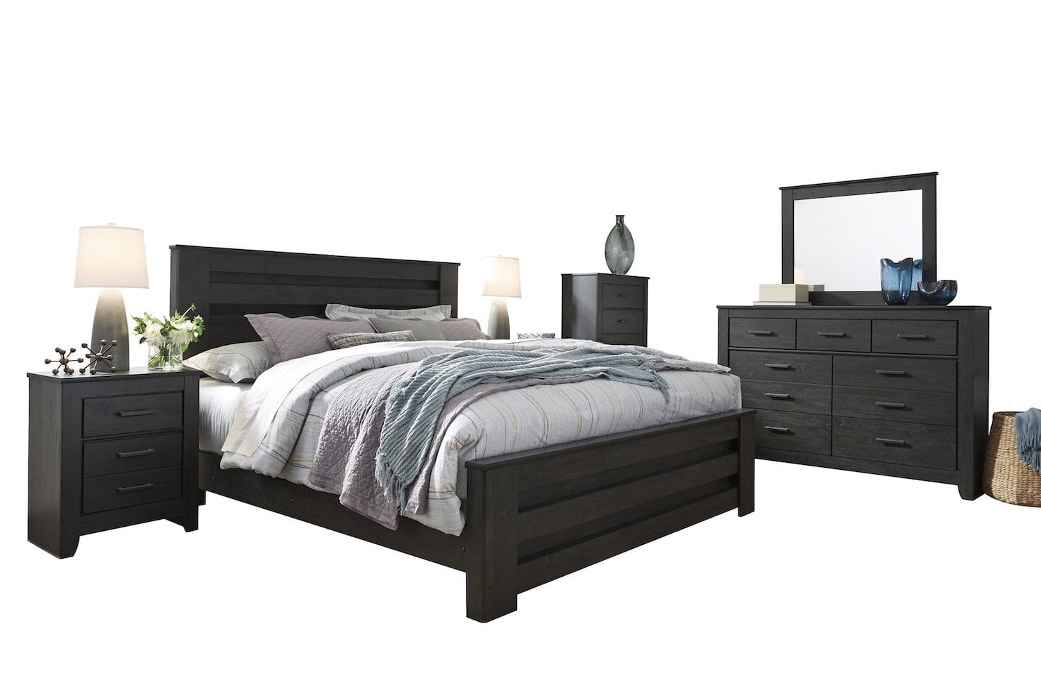 Ashley Furniture Brinxton 6 Pc Queen Panel Bedroom Set W 2 Nightstand Chest Charcoal Gray Walmart Com Walmart Com