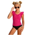 thumbnail image 6 of Mnyotv Girls Swimsuits Cut Out Bathing Suit Flutter Sleeve Tops and Floral Bikini Shorts Summer Beach Swimwears Size 7-8 Years, 6 of 8