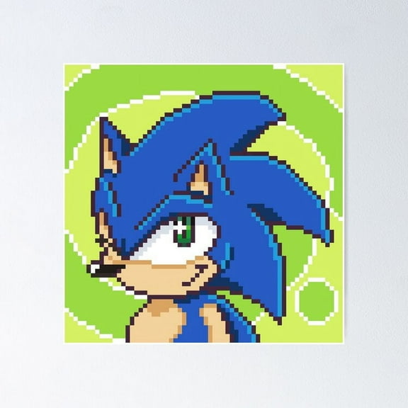 Kna Prints - Poster Pixel Art Sonic Pin Button Sonic The Hedgehog Pin, UNFRAMED-8x12
