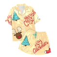 thumbnail image 4 of WEAIXIMIUNG Children's Casual Printed Button Down Collar Short Sleeved Top Shorts Pajamas Set 8-9 Years, 4 of 4