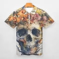 thumbnail image 3 of Sunflower Skull (3) Men Zipper T-shirt Summer Casual Short Sleeve T-shirt Top, 3 of 7