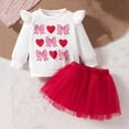 thumbnail image 2 of Odeerbi 6M-4Y Día de San Valentín Niñas Conjuntos de Algodón de Manga Larga Tops Con Tul Falda Tutú Dos Piezas Conjunto Amor Imprimir Lazo Falda Set, 2 of 7