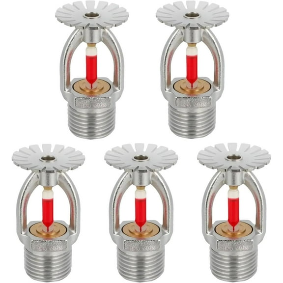 5Pc Fire Sprinkler Head Pendent Type, 155℉ Fire Sprinkler Heads 1/2" Inch Thread 68°C Quick Response Water Spray Down 1/2" NPT for Home/Commericial/Workshop/Residential Building (Pendent Type)