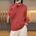 thumbnail image 2 of ShomPort Casual Sweaters for Womens Drawstring Long Sleeve Hooded Textured Tops Lightweight Going Out Solid Color Cozy Soft Blouses, 2 of 6