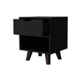 thumbnail image 3 of Bedroom Black 1 - Drawer Nightstand with Open Storage | Store Frequent Items Easily | Durable Wood | Avoid Bedside Mess, 3 of 4