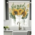 thumbnail image 5 of Summer Sunflowers Tie Up Curtains for Window, Thermal Insulted Balloon Shade Adjustable Rod Pocket Curtains Valance Panels for Kitchen Bathroom Cafe 42 x 54 Watercolor Floral Botanical Retro, 5 of 6