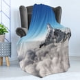 thumbnail image 4 of Mountain Soft Flannel Fleece Blanket, Highest Mountain Above the Clouds with Clear Sunny Sky Background Earth is Magic, Cozy Plush for Indoor and Outdoor Use, 70" x 90", White Blue, by Ambesonne, 4 of 5