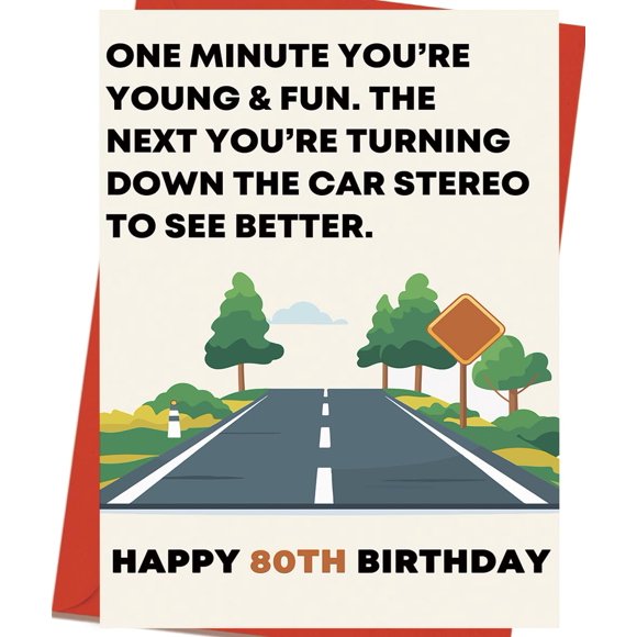 Tarjeta de felicitación OJsensai para 80.º cumpleaños, 20,5 x 13,5 cm